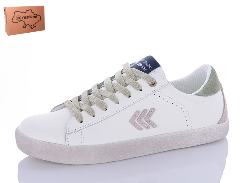 Кеды Restime (36-41) JWB24037 white-olive (деми)