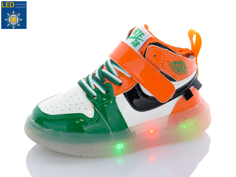 Кроссовки Леопард (26-30) 26G-112 orange LED (деми)