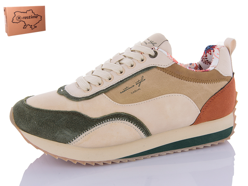 Кроссовки Restime (36-41) JWO24373 beige-khaki (деми)