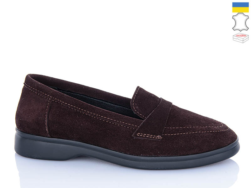 Туфли Garti (36-41) 401 коричневий замш (деми)