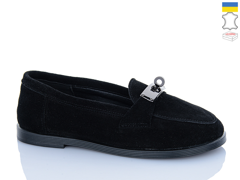 Туфли Garti (36-40) 409 чорний замш (деми)