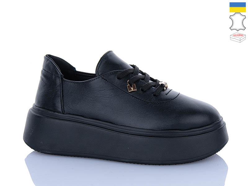 Кроссовки Garti (36-40) 4090 чорний шкіра (деми)