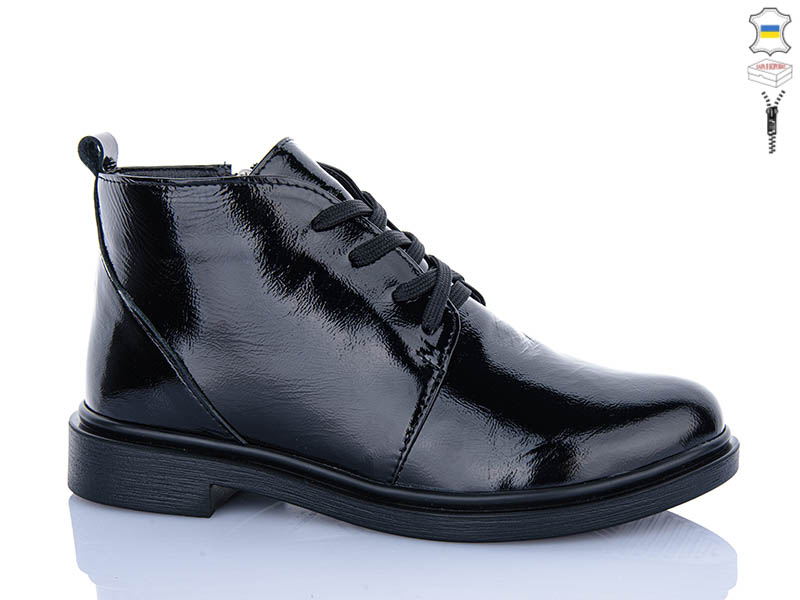 Ботинки Garti (36-40) 291 чорний лак (деми)