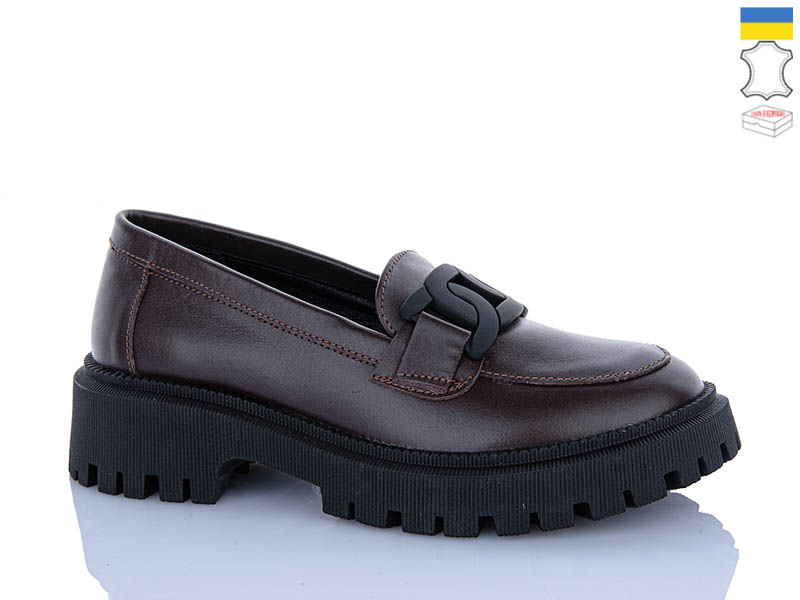 Туфли Garti (36-40) 417 коричневий шкіра (деми)