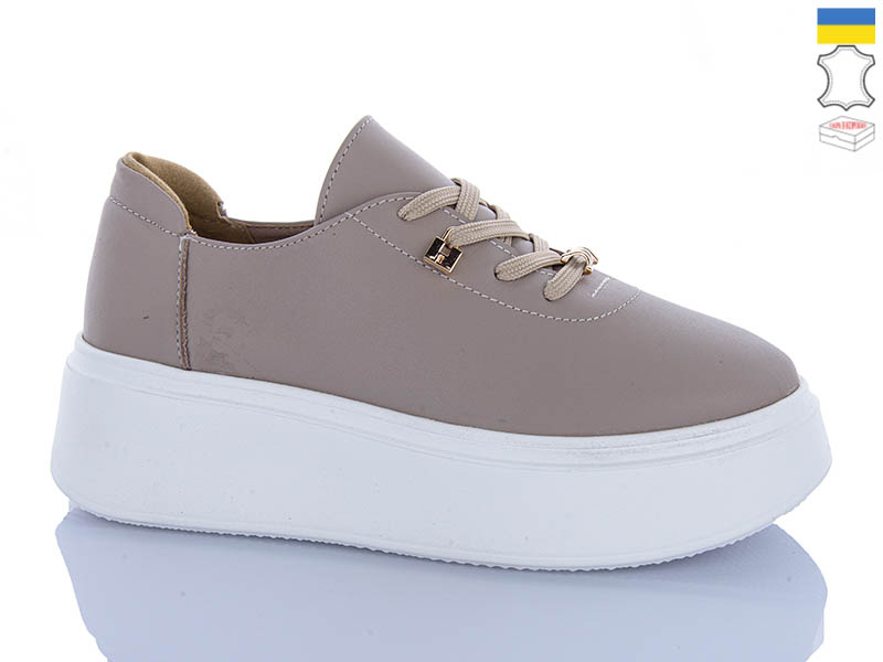 Кроссовки Garti (36-40) 4090 беж шкіра (деми)