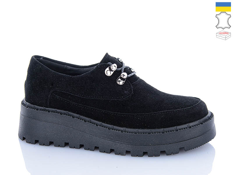 Туфли Garti (36-40) 450 чорний замш (деми)