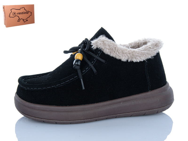 Туфли Restime (36-40) AWZ26807 black (зима)