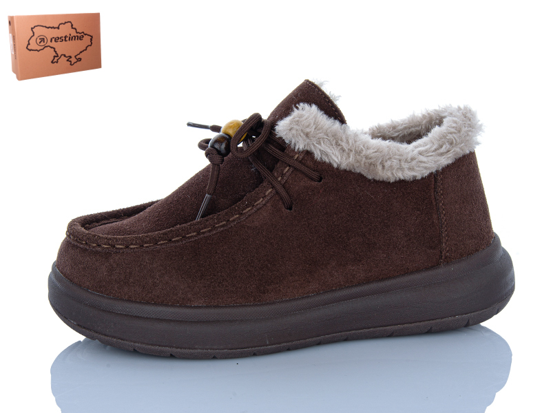 Туфли Restime (36-40) AWZ26807 brown (зима)
