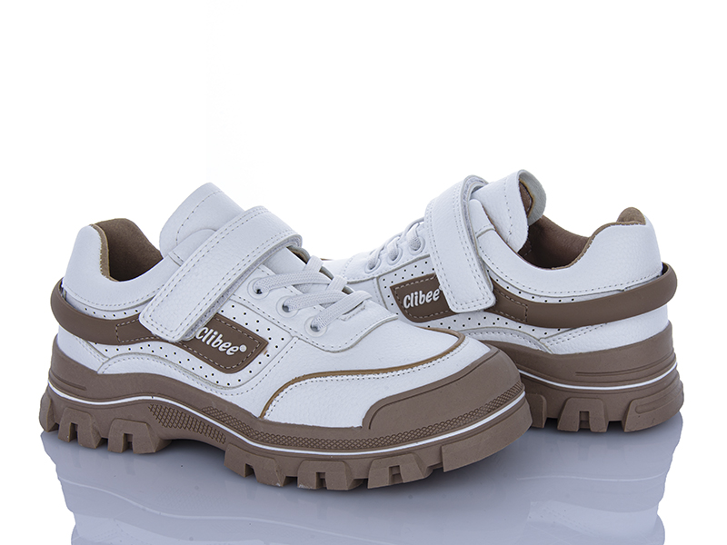Кроссовки Clibee-ShoSho (32-37) LC100 white-khaki (деми)