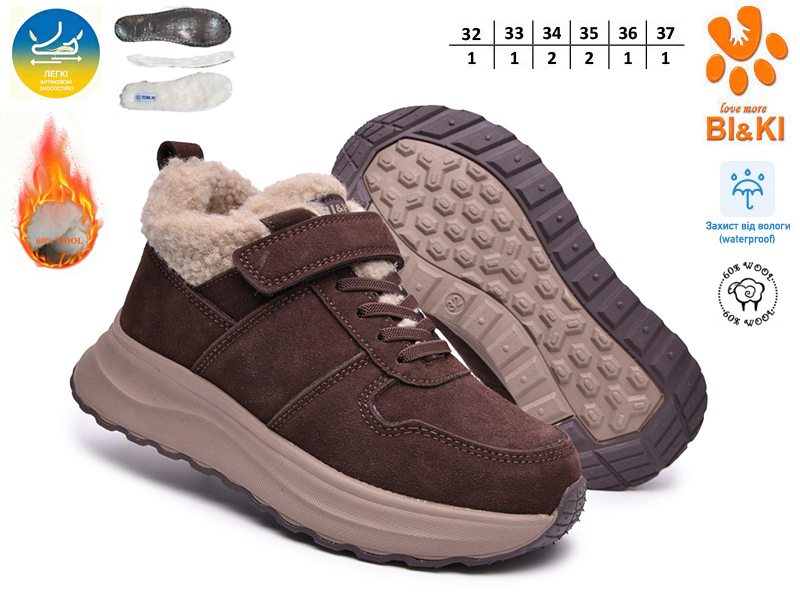 Кроссовки ТОМ.М (32-37) 60189B (зима)