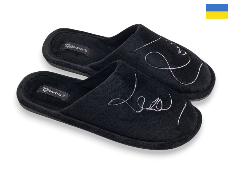 Тапочки Rai shoes (37-41) TD7102A чорний (зима)