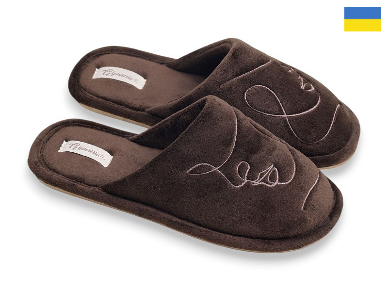 Тапочки Rai shoes (37-41) TD7102Ch шоколад (зима)