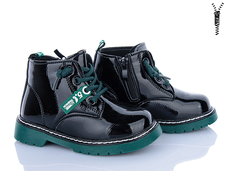 Ботинки Clibee (26-30) ABC(P)708-1 black-green флис (деми)