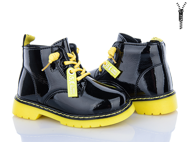 Ботинки Clibee (26-30) ABC(P)708-1 black-yellow флис (деми)