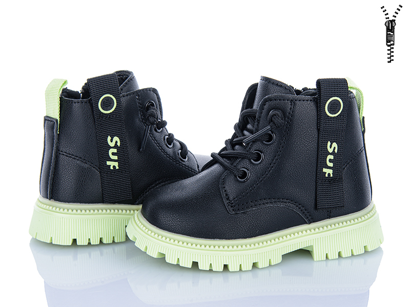 Ботинки Clibee (20-25) ABC(P)710-1 black-green флис (деми)