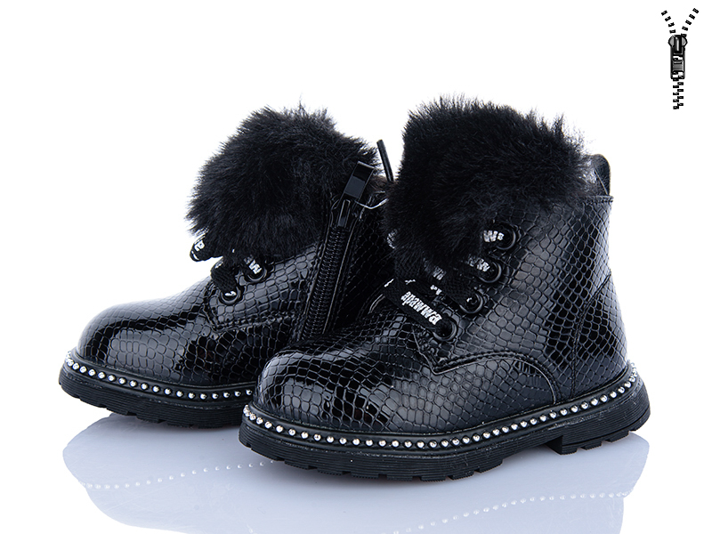 Ботинки Clibee (21-25) ANQ263-1 black флис (деми)