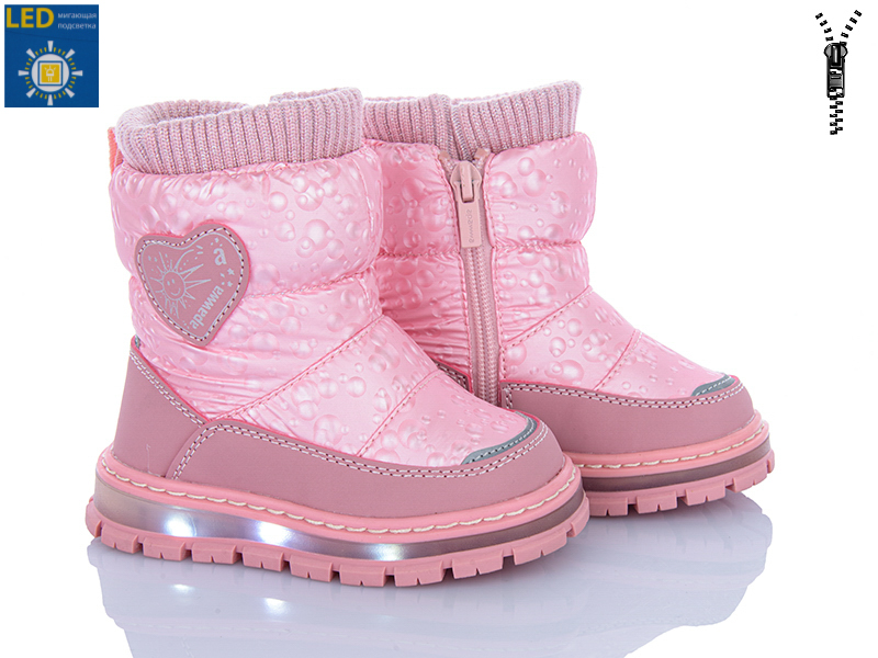 Дутики Clibee-ShoSho (22-27) D6915P-1 pink LED (зима)