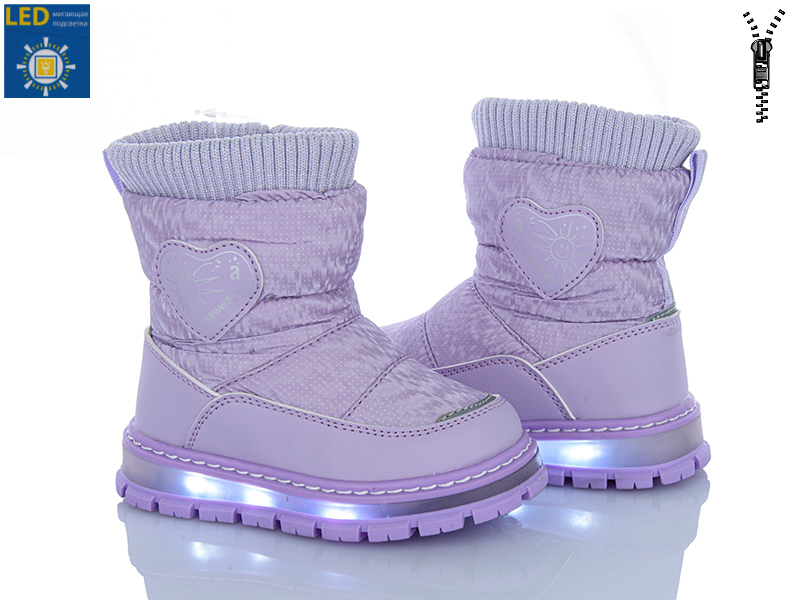 Дутики Clibee-ShoSho (22-27) D6915P-1 purple LED (зима)