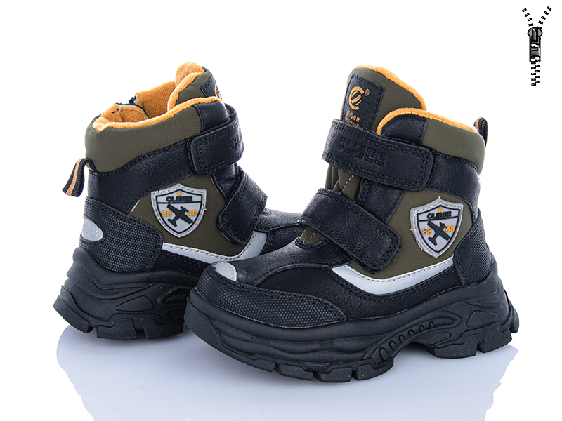 Ботинки Clibee-ShoSho (26-31) HB396 black-army green (зима)