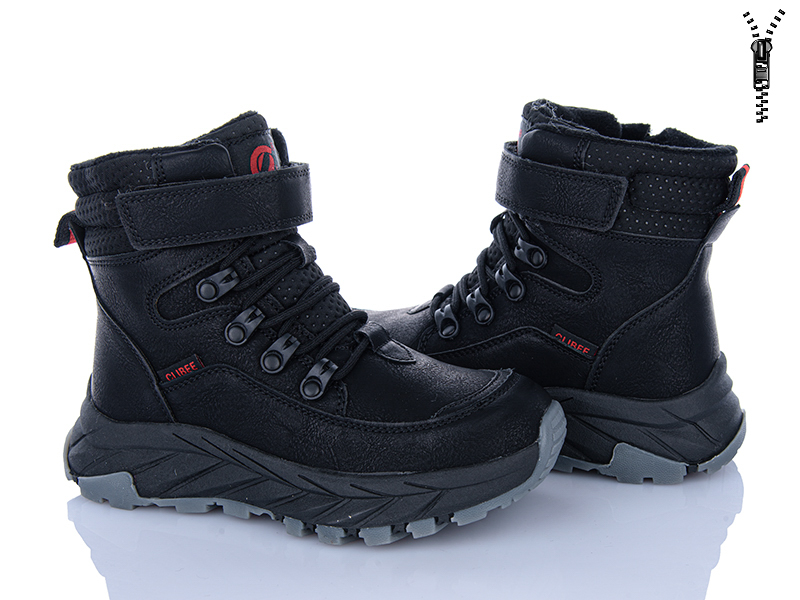 Ботинки Clibee-ShoSho (32-37) HC527 black-red (зима)