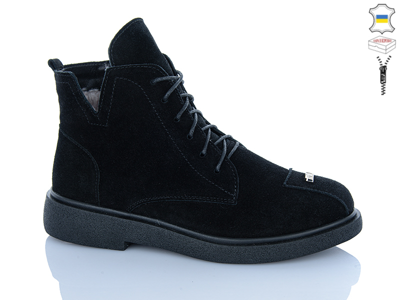 Ботинки Sali (37-41) 1325 замш чорний (зима)