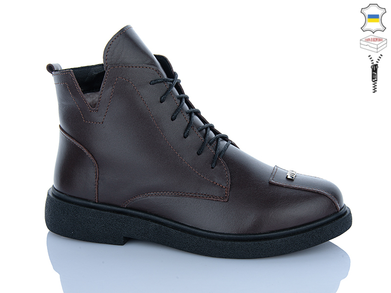 Ботинки Sali (37-41) 1325 шкіра корич (зима)