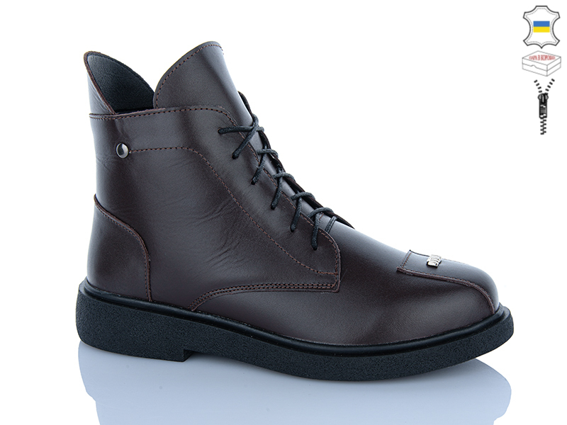 Ботинки Sali (37-41) 2526 шкіра корич (зима)