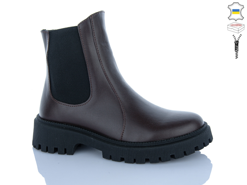 Ботинки Sali (37-41) 87 шкіра корич (деми)