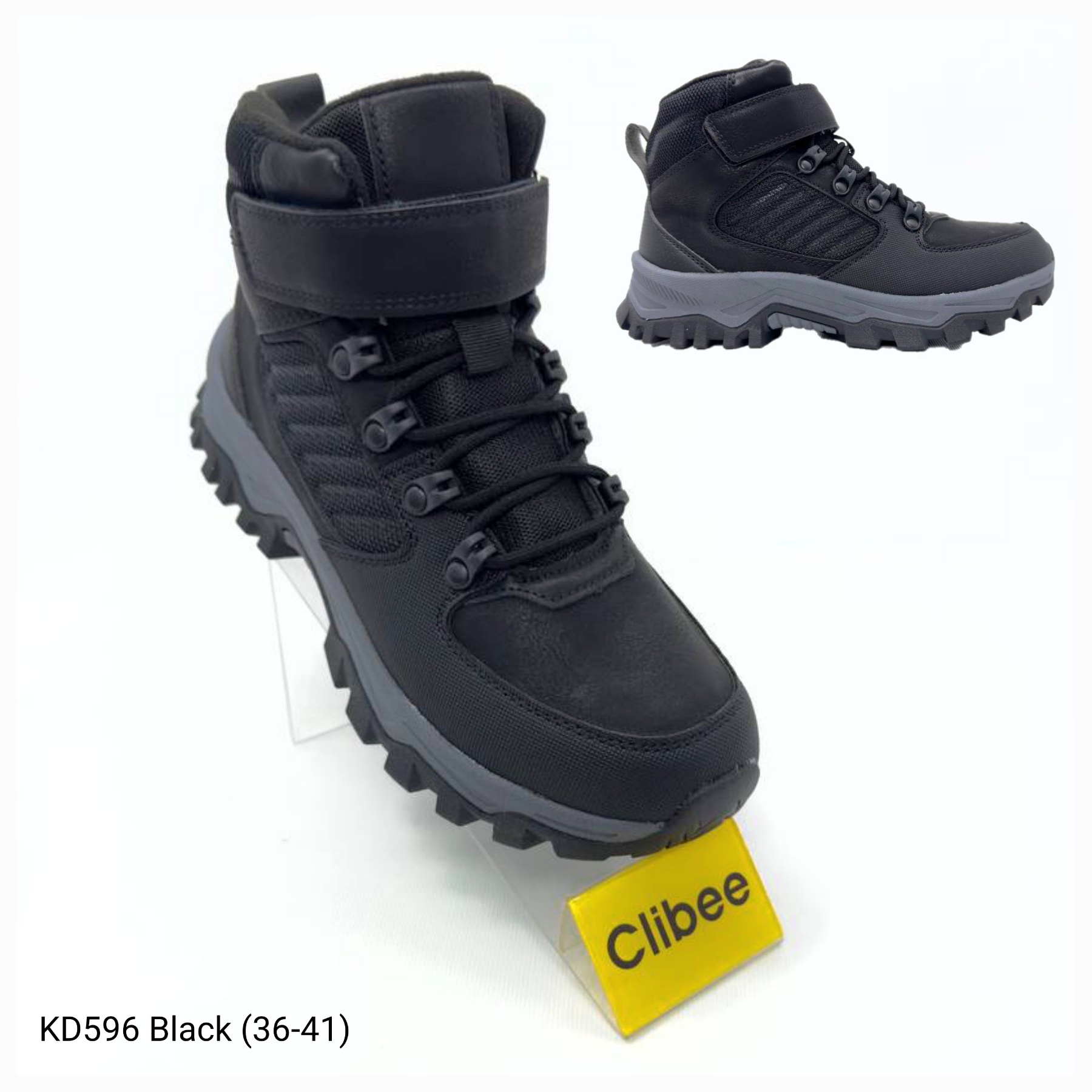 Ботинки DvaClibee (36-41) VV-KD596 black (зима)