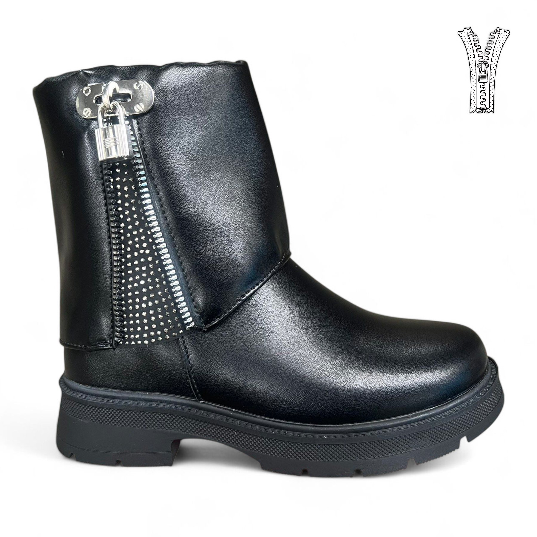 Ботинки DvaClibee (31-36) AL-A923C black (зима)