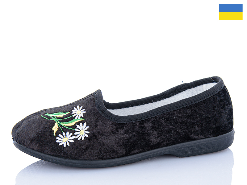 Тапочки Inblu (36-41) Бабуся вишив.чорний (деми)