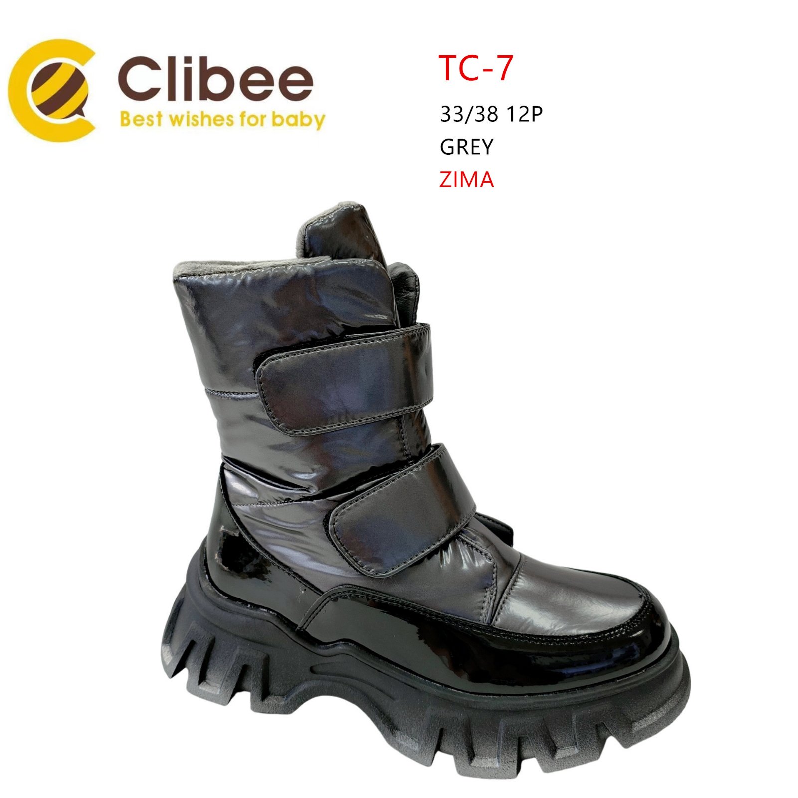 Сапоги DvaClibee (33-38) Apa-TC7 grey (зима)