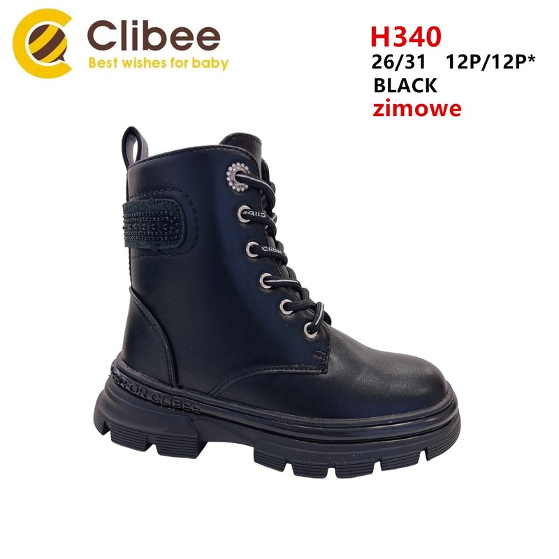 Ботинки DvaClibee (26-31) Ber-H340 black (зима)