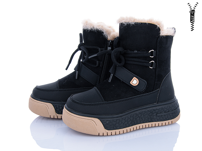 Ботинки Clibee-ShoSho (32-37) TC55-1 black (зима)