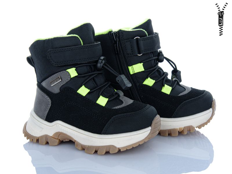 Ботинки Clibee (23-28) AB3620 black-green (зима)