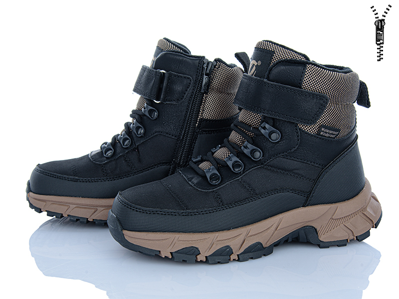 Ботинки Clibee-ShoSho (32-37) HC789-2 black-khaki (зима)