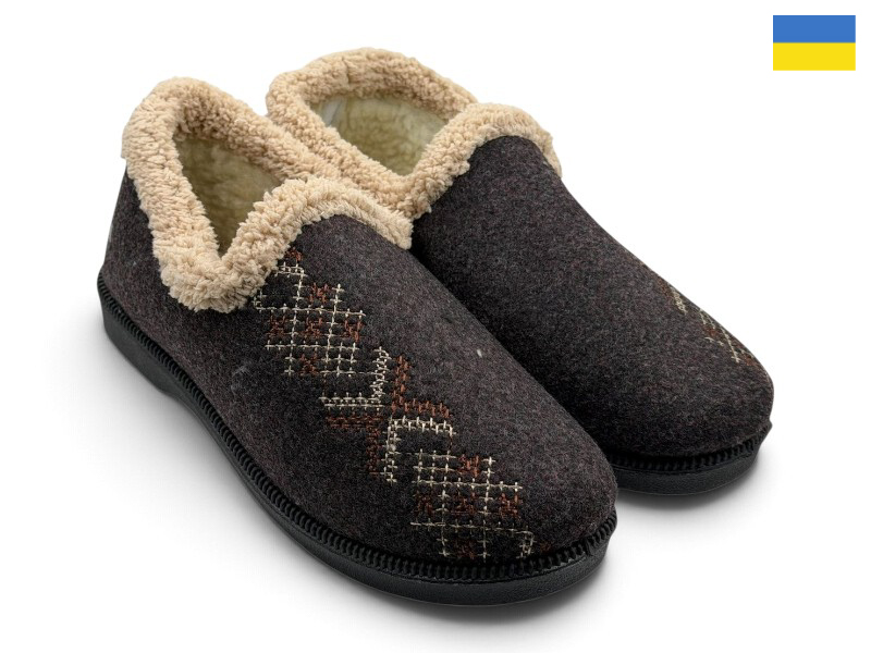 Тапочки Rai shoes (37-41) PT15 коричневий (зима)