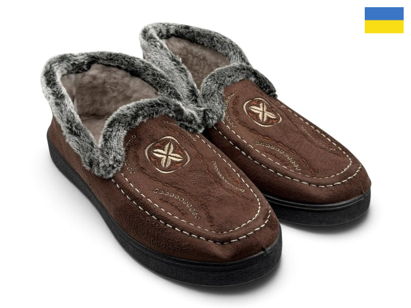 Тапочки Rai shoes (37-41) У5 коричневий (зима)